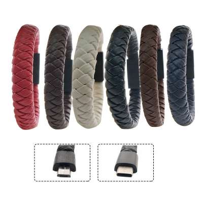 New Leather Bracelet Charger Cable    8 pin USB  Type-C  Charger Data Charging Cable Sync   Cord for iPh for Android Phone Cable